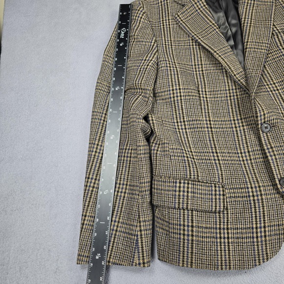 Brooks Brothers Sport Coat Blazer Mens 40S Beige Wool Check Tweed Slim Fit - Picture 11 of 13